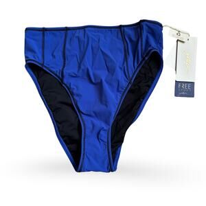 Gottex Free Sport High Waist Swim Bottom Blue Black Size 8 NWT